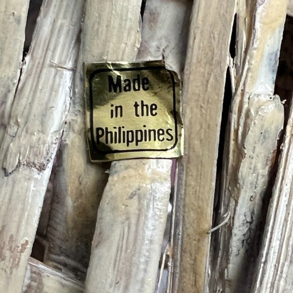 RARE! Vtg Basket Barbola Gesso Adornment Handpainted Girl Geese Philippines 14" - Picture 15 of 16